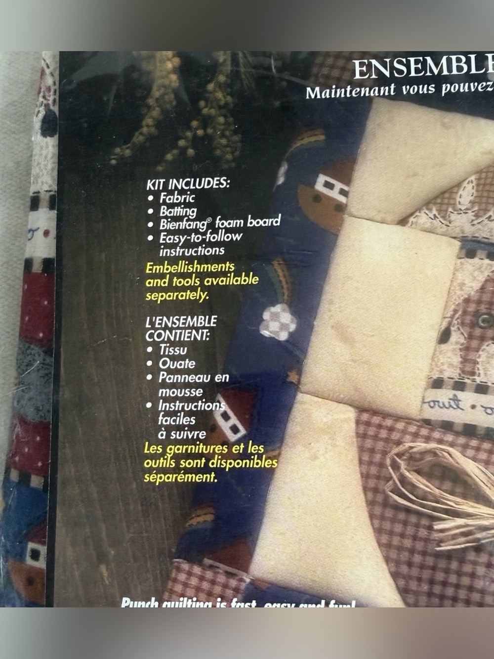Vintage 1996 Noah’s Ark Punch Quilting Kit Hunt Mfg No Sew Wall Hanging New NOS - Picture 3 of 5